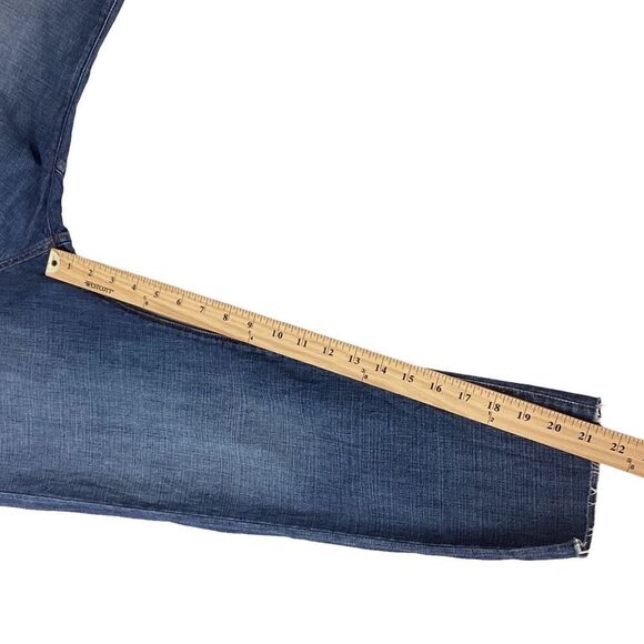 NILI LOTAN Size 25 Paris Crop Drop Crotch Jeans Tapered Leg Blue Denim Raw Edge - Picture 9 of 14